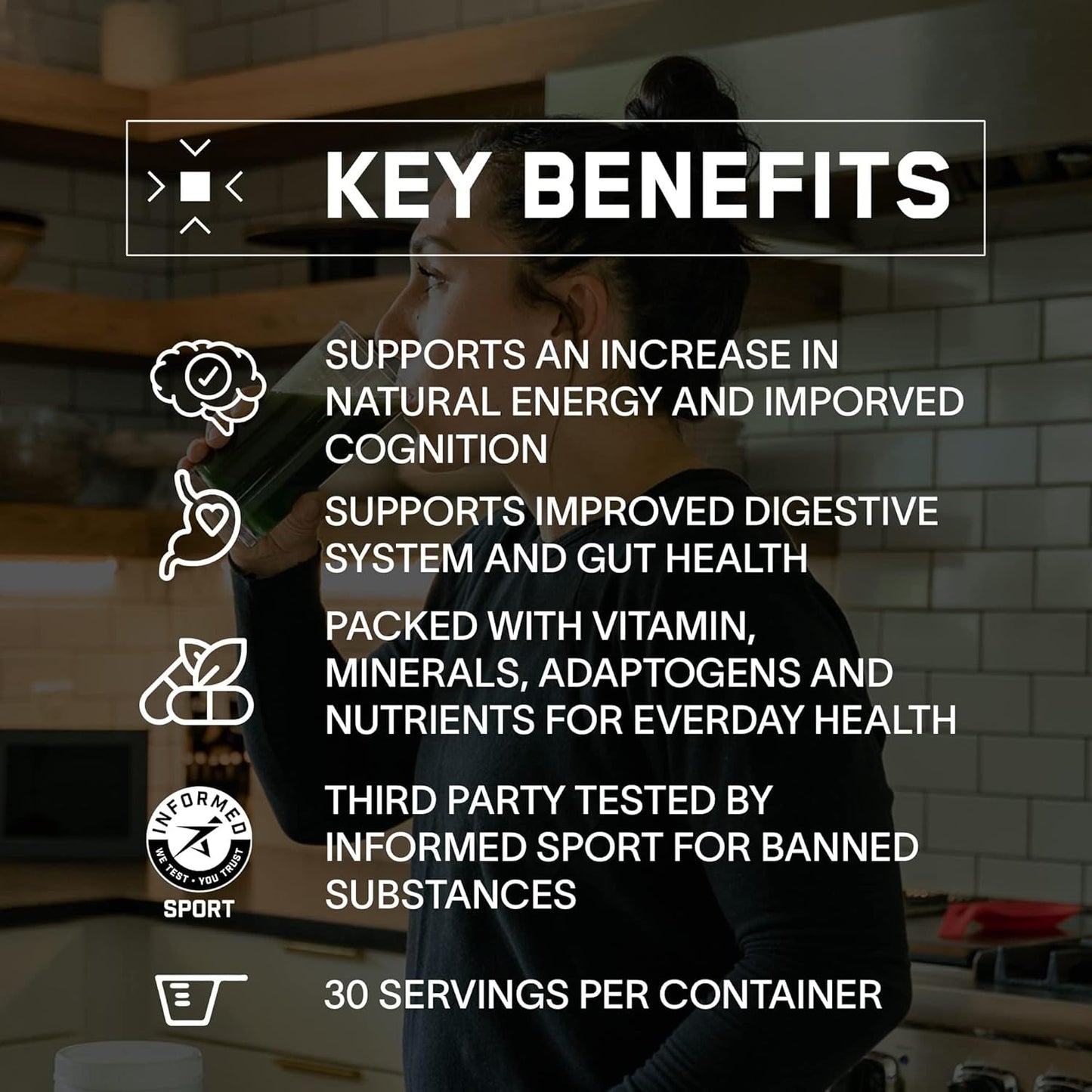 BPN Strong Greens Superfood Powder - Sweet Mint Flavor, 30 Servings, Boosts Digestion, Energy, & Immune System