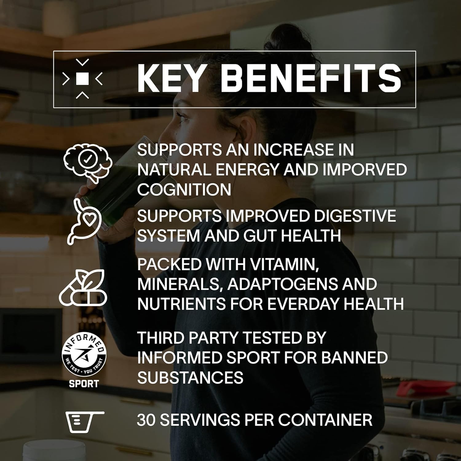 BPN Strong Greens Superfood Powder - Sweet Mint Flavor, 30 Servings, Boosts Digestion, Energy, & Immune System