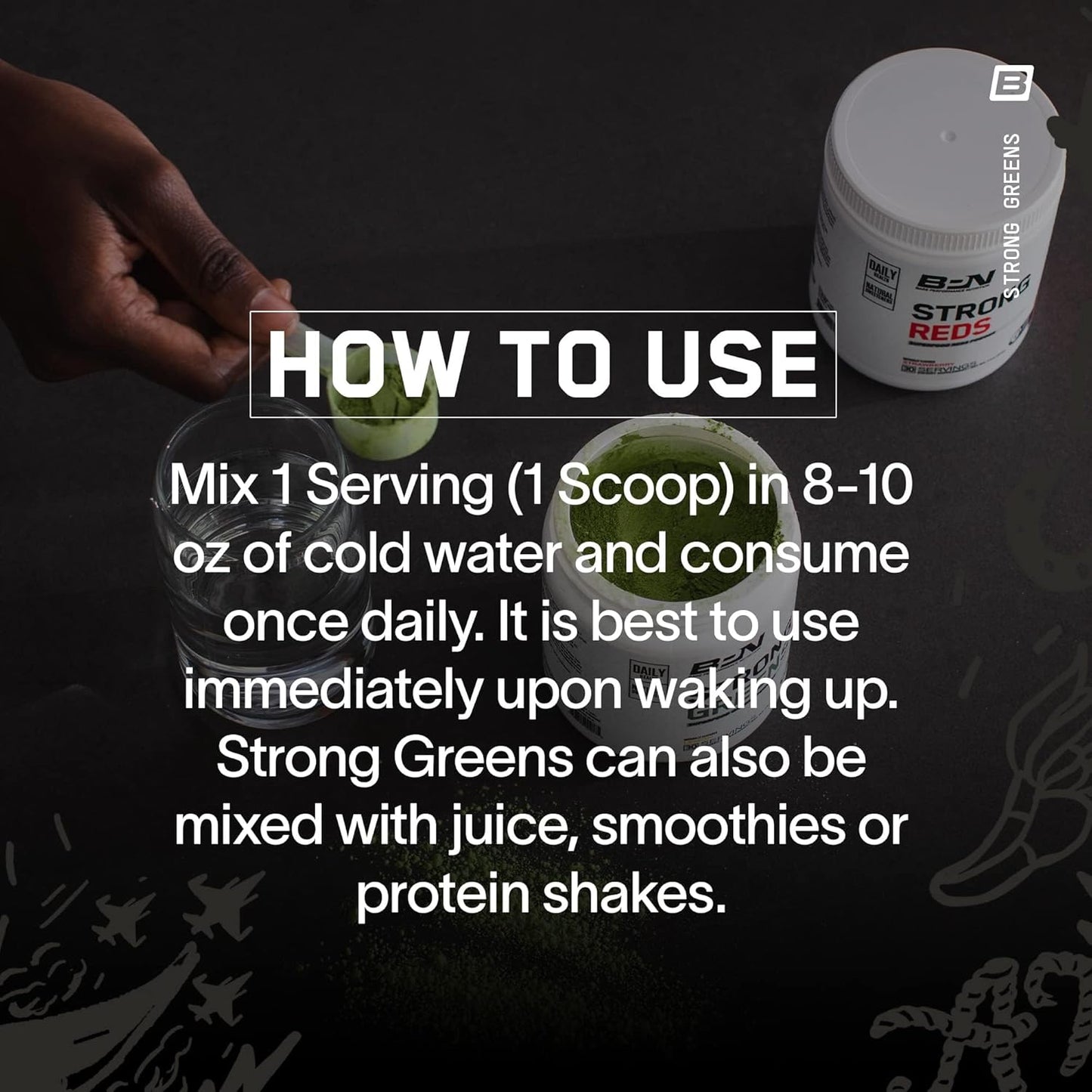 BPN Strong Greens Superfood Powder - Sweet Mint Flavor, 30 Servings, Boosts Digestion, Energy, & Immune System