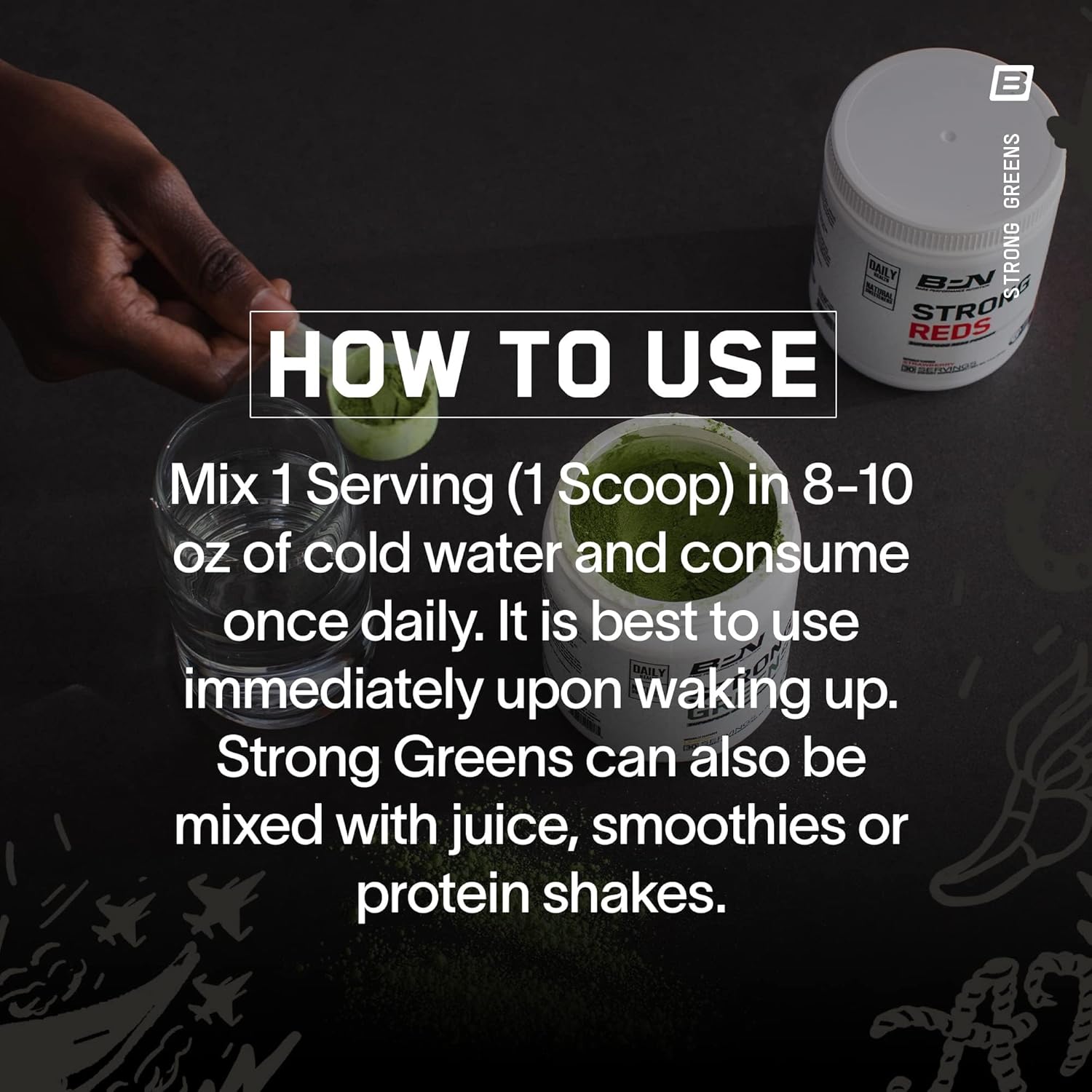 BPN Strong Greens Superfood Powder - Sweet Mint Flavor, 30 Servings, Boosts Digestion, Energy, & Immune System