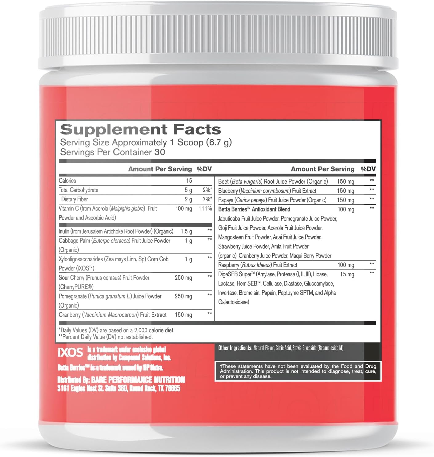 BPN Strong Reds Superfood Powder - Digestive Enzymes, Antioxidants, Natural Energy - 30 Servings