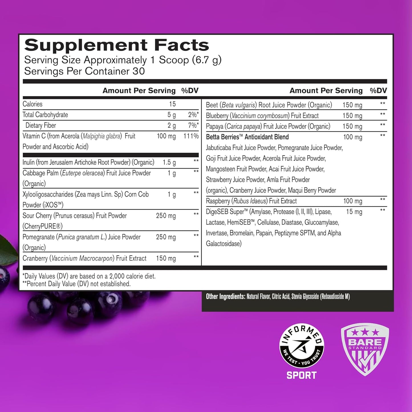 BPN Strong Reds Superfood Powder - Digestive Enzymes, Antioxidants, Natural Energy - 30 Servings