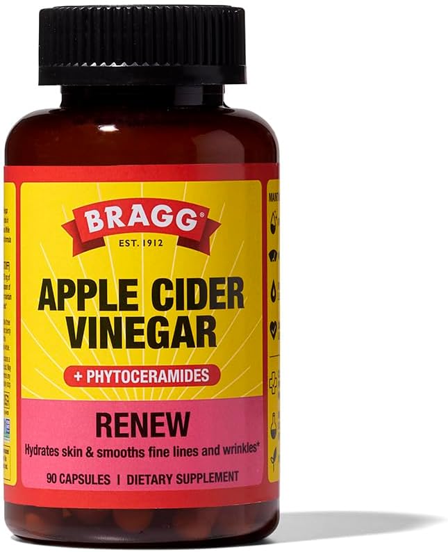 Bragg Renew Apple Cider Vinegar Capsules with Phytoceramides - 90 Capsules for Healthy Skin and Hydration