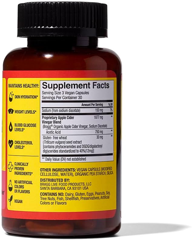 Bragg Renew Apple Cider Vinegar Capsules with Phytoceramides - 90 Capsules for Healthy Skin and Hydration
