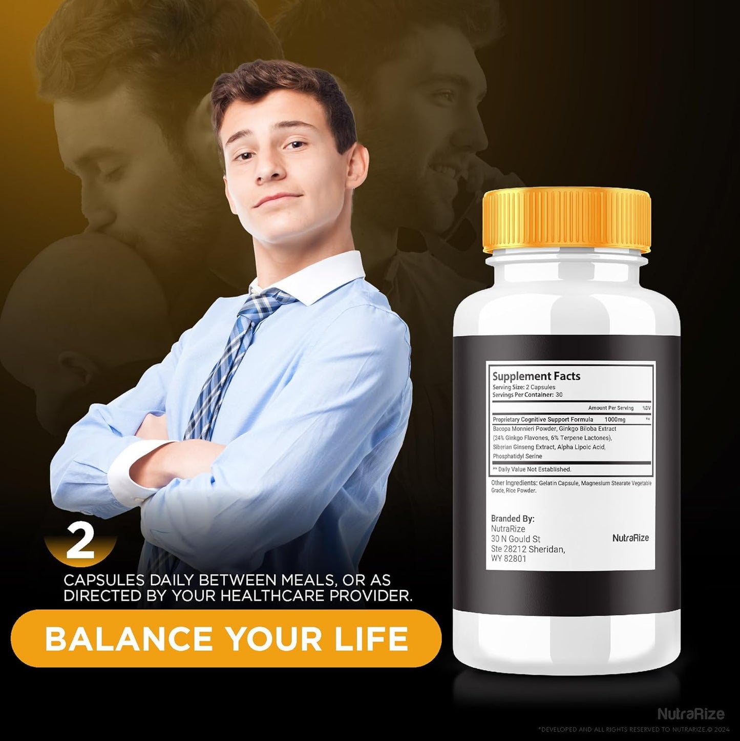 Brain Actives Capsules - Advanced Cognitive Health Support for Memory & Focus - Maximum Strength Formula for Brain Fog - 60 Pills