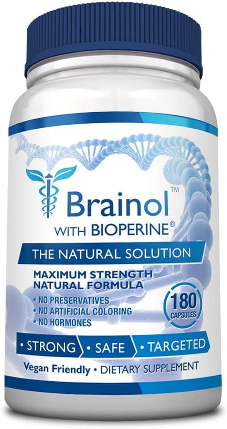 Brain Boosting Nootropic with DMAE, Huperzine A, BioPerine - Enhance Mental Performance, Focus and Clarity - Vegan-Friendly - 180 Capsules - 3 Month Supply