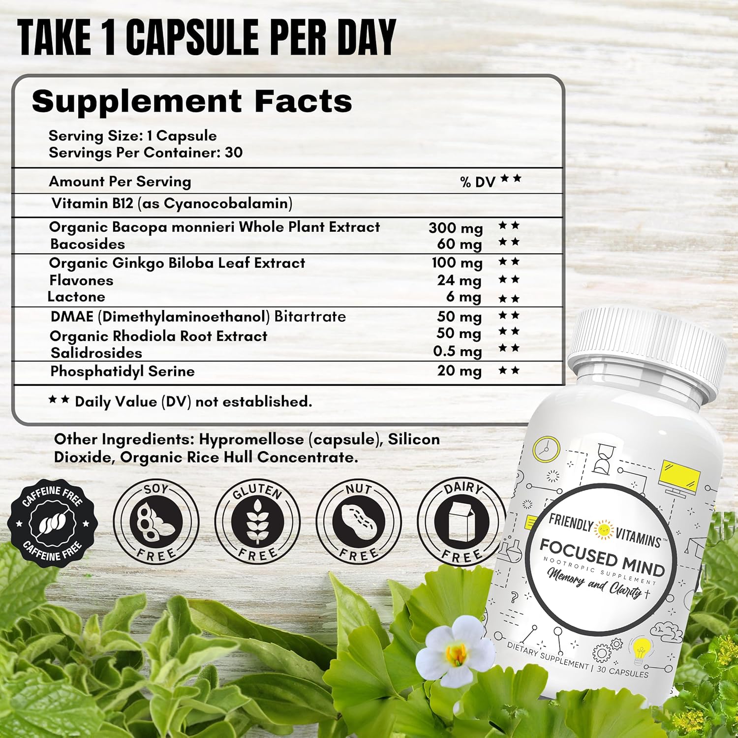 Brain Boosting Vitamins for Mental Clarity, Memory, and Focus - Nootropic Brain Health Supplements with Concentration Support