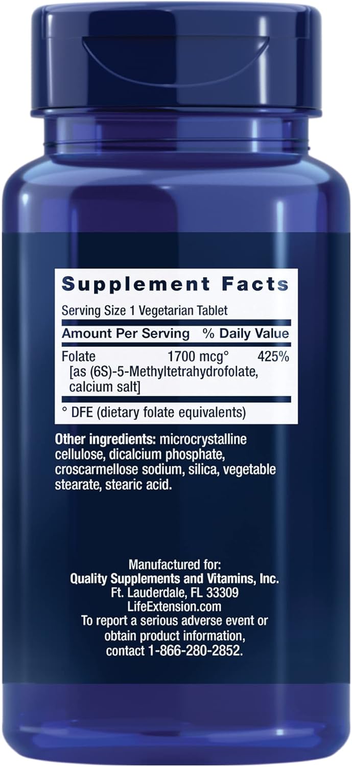 Brain & Heart Health Folate and Magnesium Supplement Bundle - 100 Tablets & 100 Capsules for Life Extension