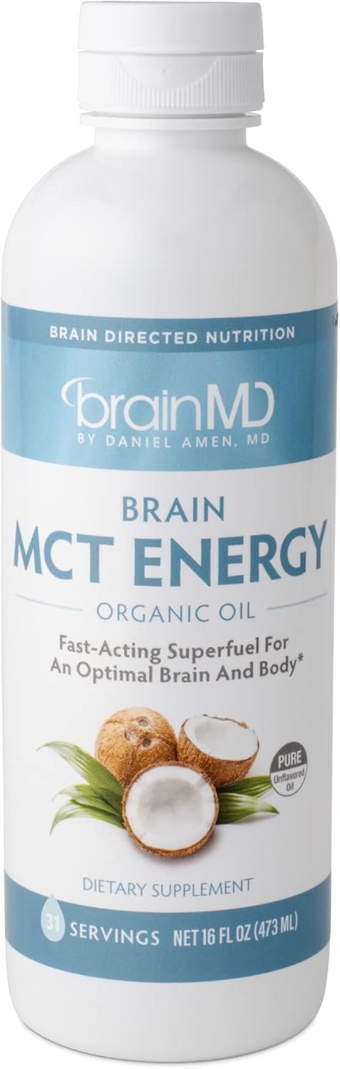 BrainMD Brain MCT Energy Drink - 16 fl oz - Supports Brain & Body Energy - Enhances Focus & Satiety - Gluten Free - 31 Servings