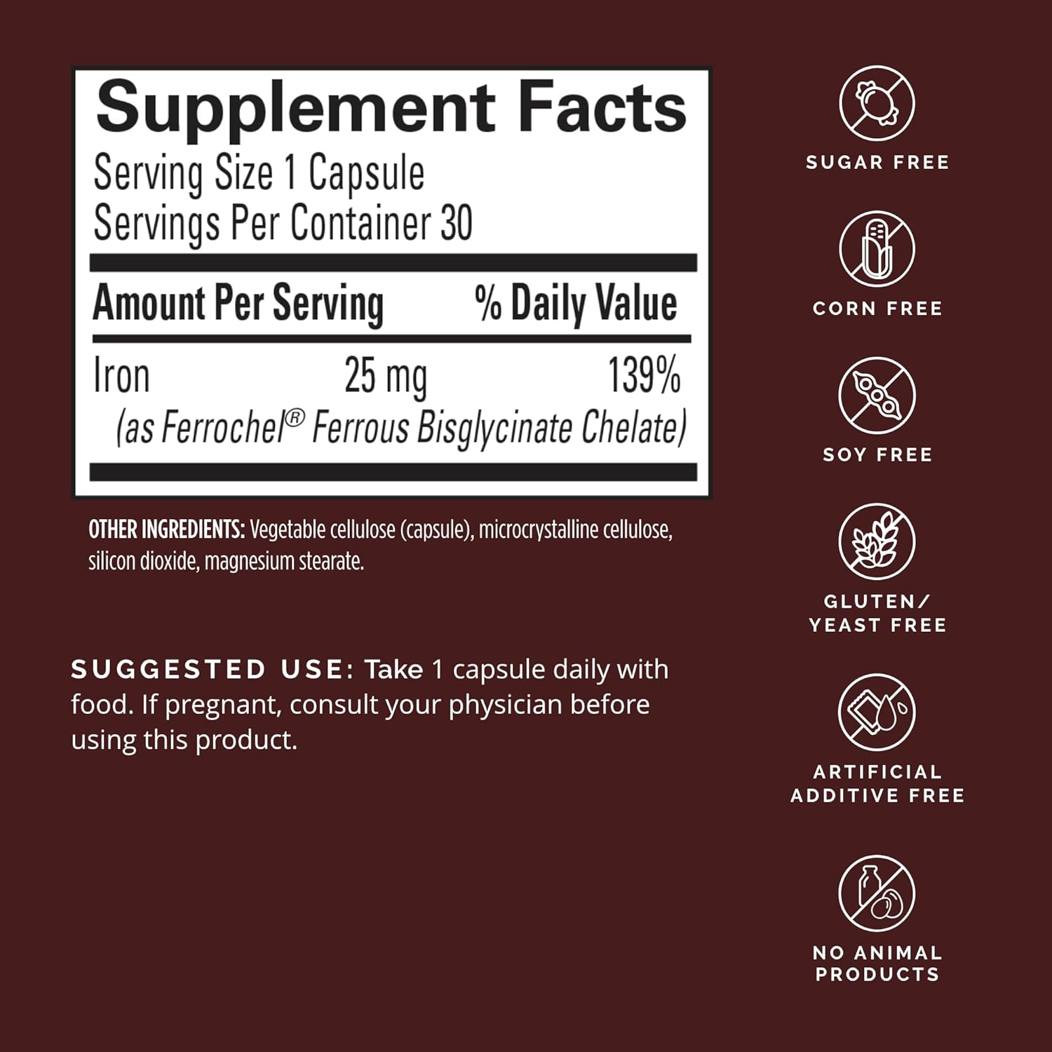 BRAINMD Dr Amen Iron Capsules - Supports Energy, Cognition, & Gene Regulation - Gentle & Gluten Free - 30 Servings