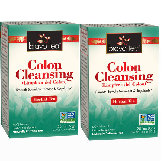 Bravo Tea Herbal Colon Cleanse Tea, Caffeine-Free, 20 Tea Bags x 2 Count Pack