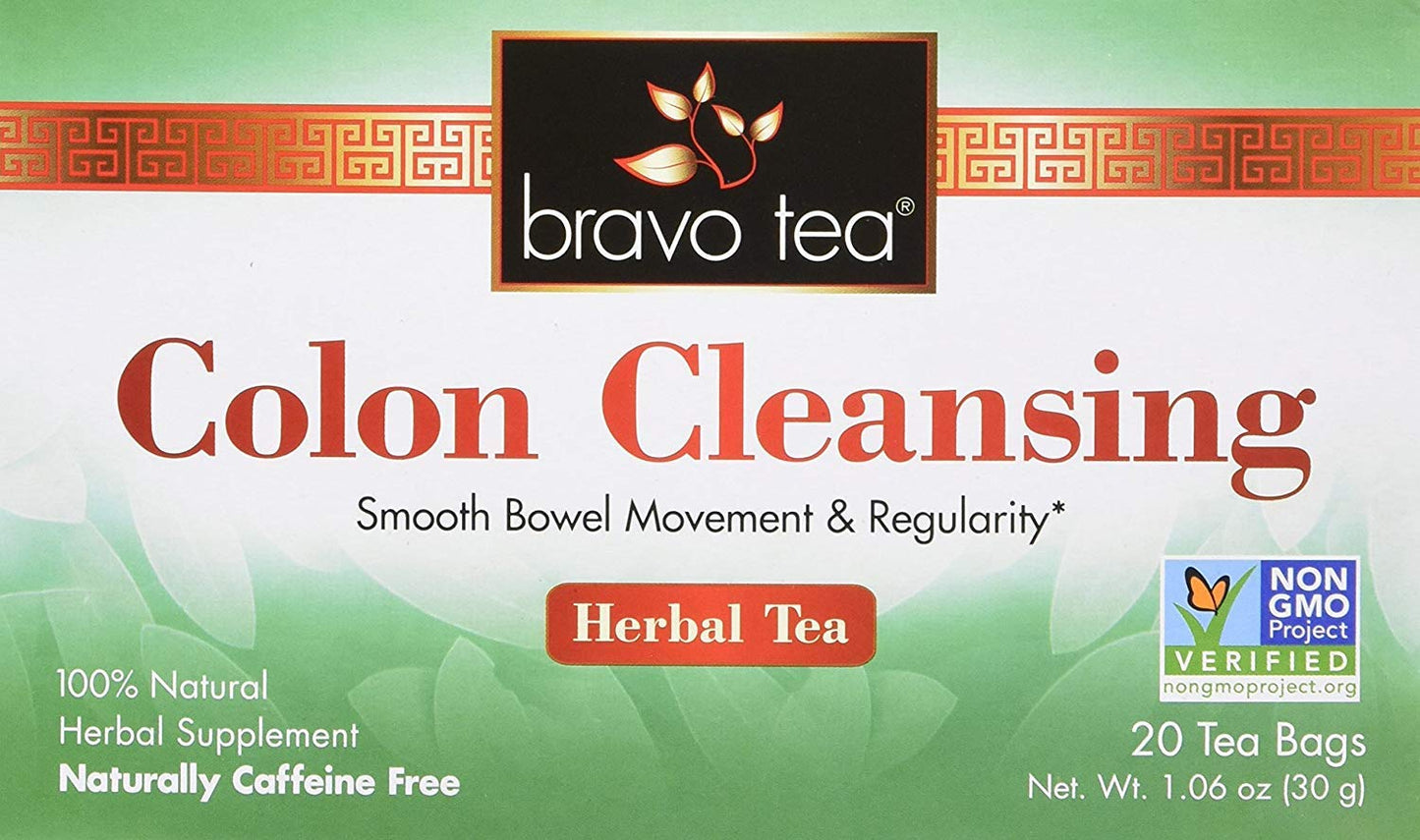 Bravo Tea Herbal Colon Cleanse Tea, Caffeine-Free, 20 Tea Bags x 2 Count Pack