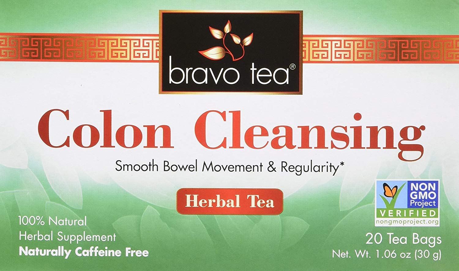 Bravo Tea Herbal Colon Cleanse Tea, Caffeine-Free, 20 Tea Bags x 2 Count Pack