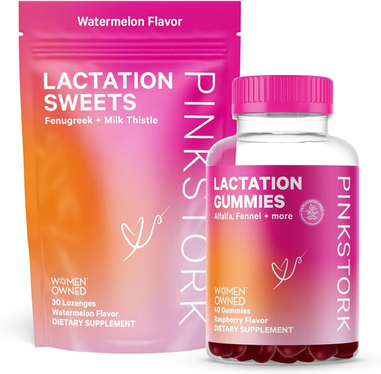 Breastfeeding Support: Pink Stork Lactation Gummies and Sweets with Milk Thistle, Alfalfa, and Fenugreek for Milk Supply Boost