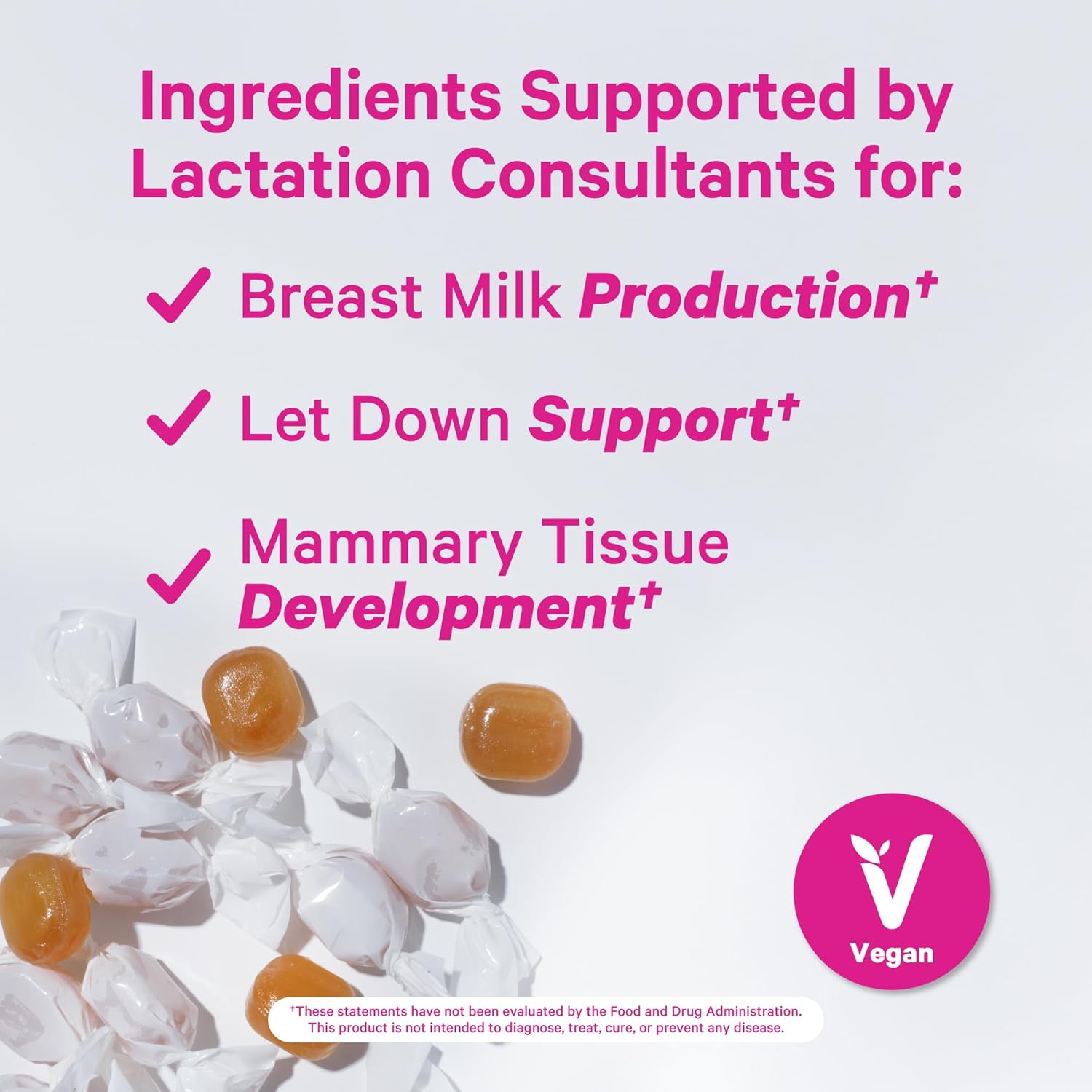 Breastfeeding Support: Pink Stork Lactation Sweets with Fenugreek and Milk Thistle - 30 Watermelon Candy Drops
