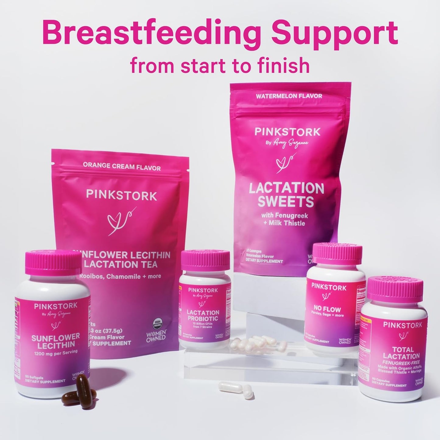 Breastfeeding Support: Pink Stork Lactation Sweets with Fenugreek and Milk Thistle - 30 Watermelon Candy Drops