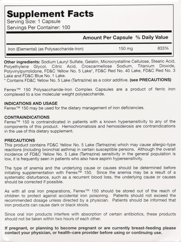 Breckenridge Wuiil Ferrex 150 Polysaccharide Iron Complex Capsules - 100 Count