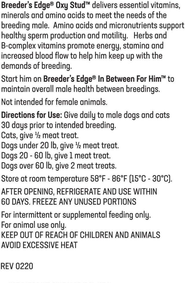 Breeder's Edge Oxy Stud Male Performance Supplement with 30ct Meat Treats