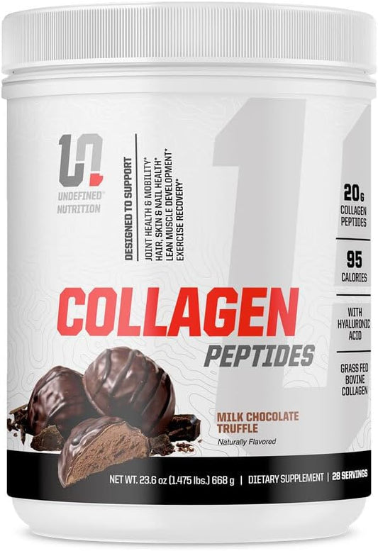 Brian Shaw's Undefined Nutrition Collagen Peptides: 20g with Hyaluronic Acid - Promotes Muscle, Hair, Nail, Skin, Bone and Joint Health - Chocolate Truffle Flavor - 28 Servings