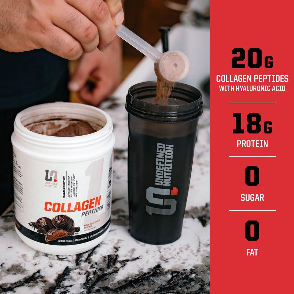 Brian Shaw's Undefined Nutrition Collagen Peptides: 20g with Hyaluronic Acid - Promotes Muscle, Hair, Nail, Skin, Bone and Joint Health - Chocolate Truffle Flavor - 28 Servings