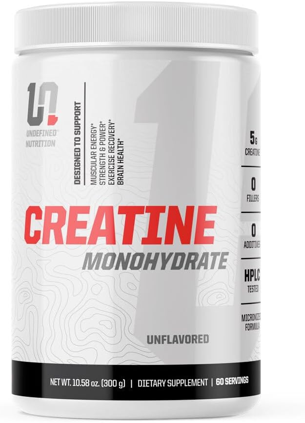 Brian Shaw's Undefined Nutrition Creatine Monohydrate Powder - Unflavored, 60 Servings - Micronized Formula for Enhanced Absorption - Boosts Muscle Energy, Power, and Cognitive Function