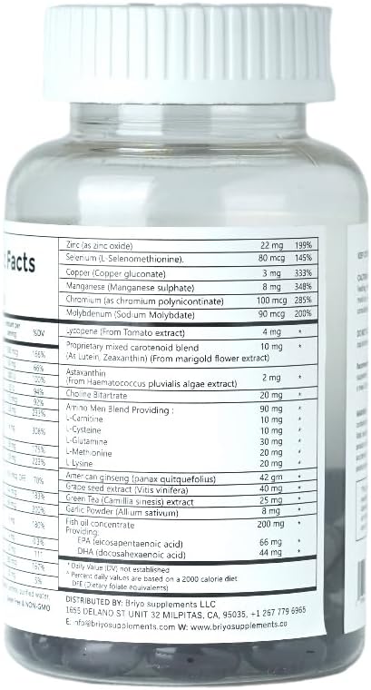Briyo All Around Men Multivitamin Supplement - 38 Nutrients - 90 Capsules