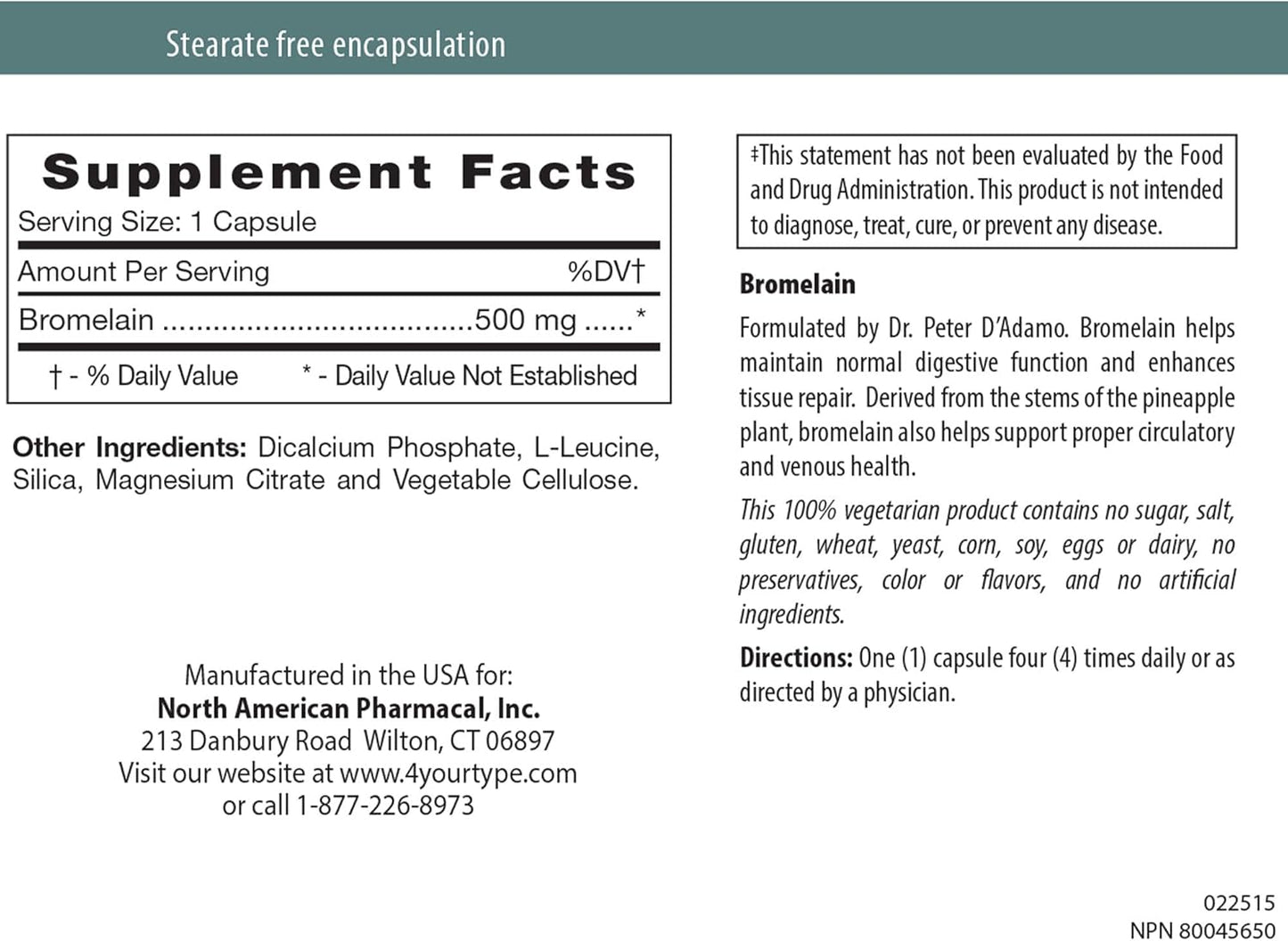 Bromelain 180 Vcaps by D'Adamo Personalized Nutrition - Digestive Enzyme Supplement