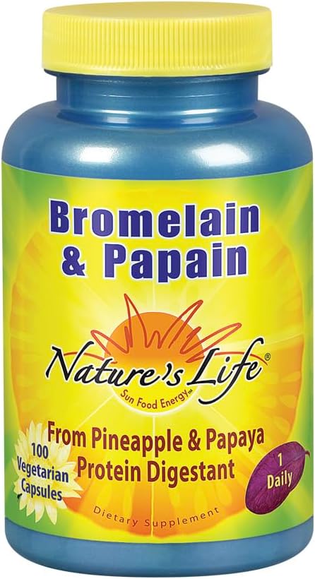 Bromelain & Papain Digestive Enzyme Blend | Natural Pineapple & Papaya Extract | 100 Vegetarian Capsules | 250mg Ea