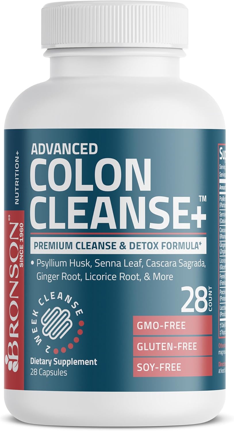 Bronson Advanced Colon Cleanse Premium 14 Day Detox Formula with Natural Ingredients - Non-GMO - 28 Capsules