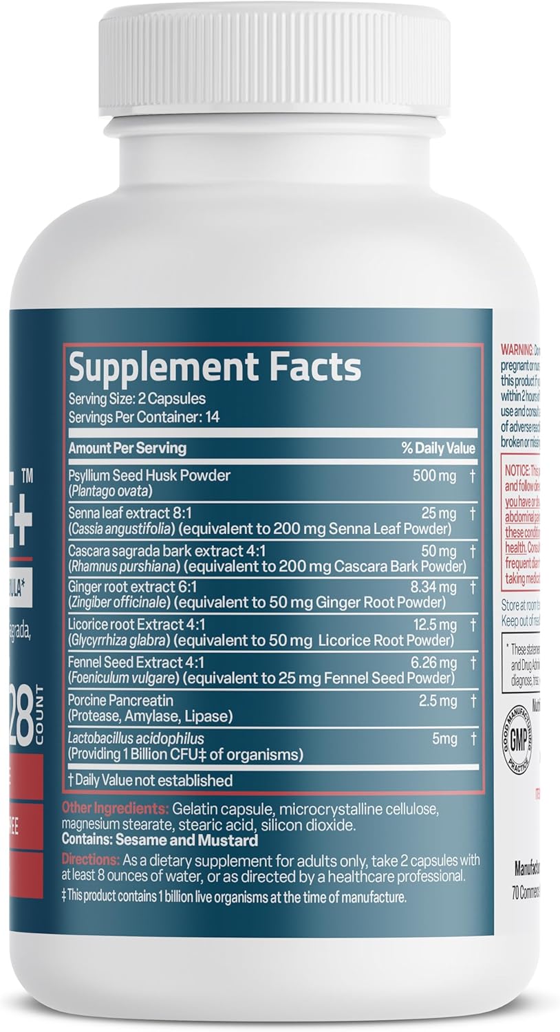 Bronson Advanced Colon Cleanse Premium 14 Day Detox Formula with Natural Ingredients - Non-GMO - 28 Capsules