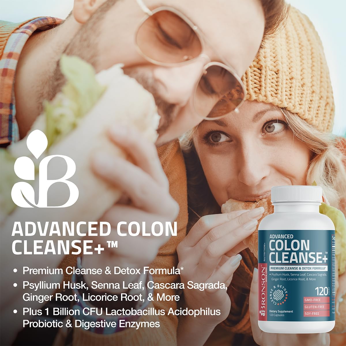 Bronson Advanced Colon Cleanse Premium 14 Day Detox Formula with Natural Ingredients - Non-GMO - 28 Capsules