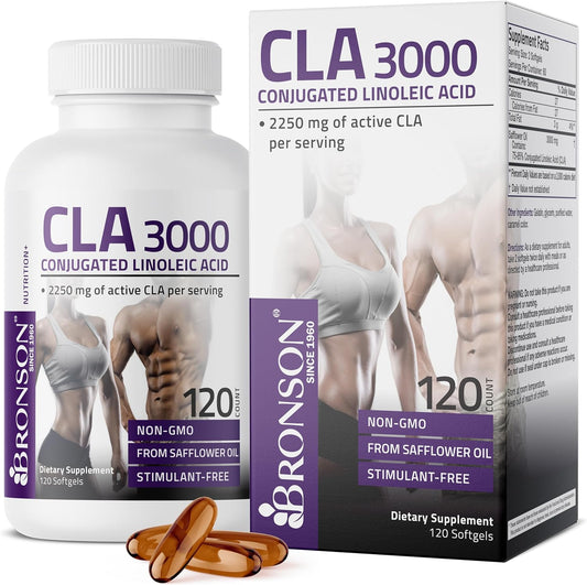 Bronson CLA 3000 High Potency Softgels for Weight Management & Lean Muscle Mass