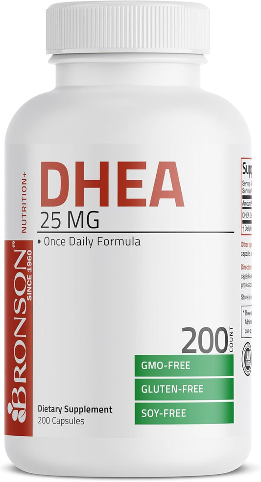 Bronson DHEA 25mg Supplement - 200 Capsules, Daily Formula for Hormone Balance