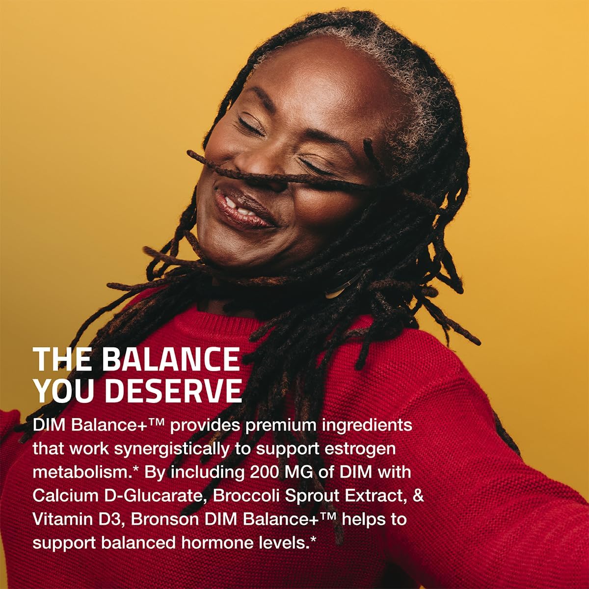 Bronson DIM Balance+ Calcium D-Glucarate, Broccoli Sprouts & Vitamin D3 - 60 Capsules, Non-GMO, Supports Hormone Balance with 200 MG DIM