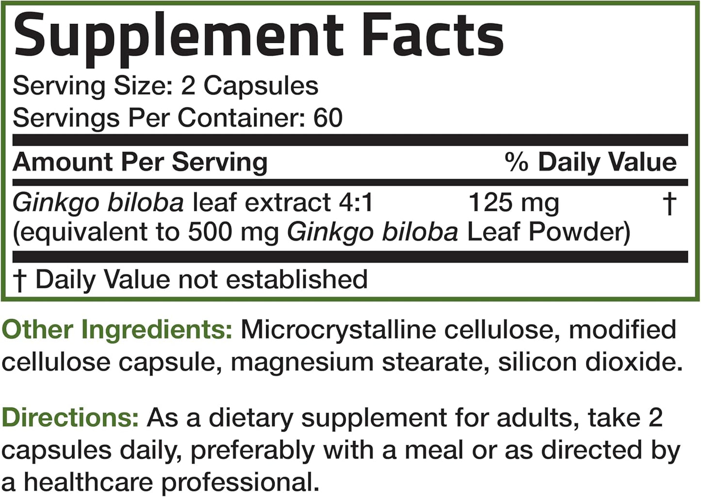 Bronson Ginkgo Biloba Extra Strength Capsules for Brain Function & Memory Support - 120 Vegetarian Capsules