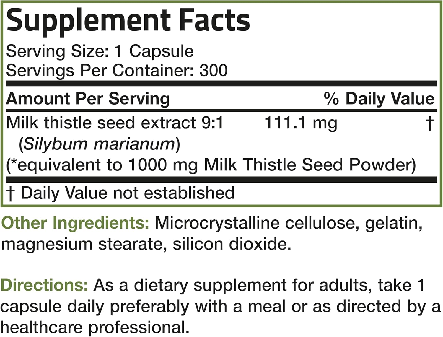 Bronson Milk Thistle Capsules - 1000 MG Silybum Marianum Antioxidant for Liver Health - Non-GMO, 300 Count