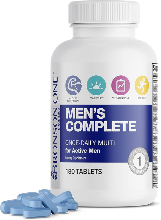 Bronson ONE Daily Men’s Complete Multivitamin Multimineral for Active Men - 180 Tablets