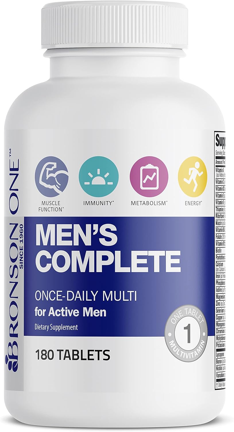 Bronson ONE Daily Men’s Complete Multivitamin Multimineral for Active Men - 180 Tablets