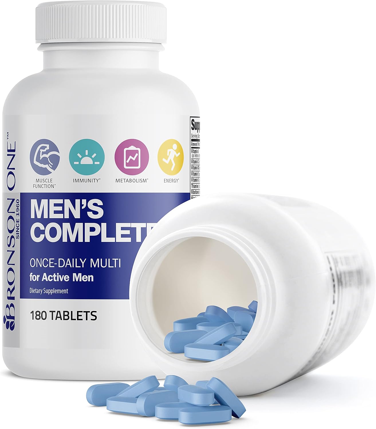 Bronson ONE Daily Men’s Complete Multivitamin Multimineral for Active Men - 180 Tablets