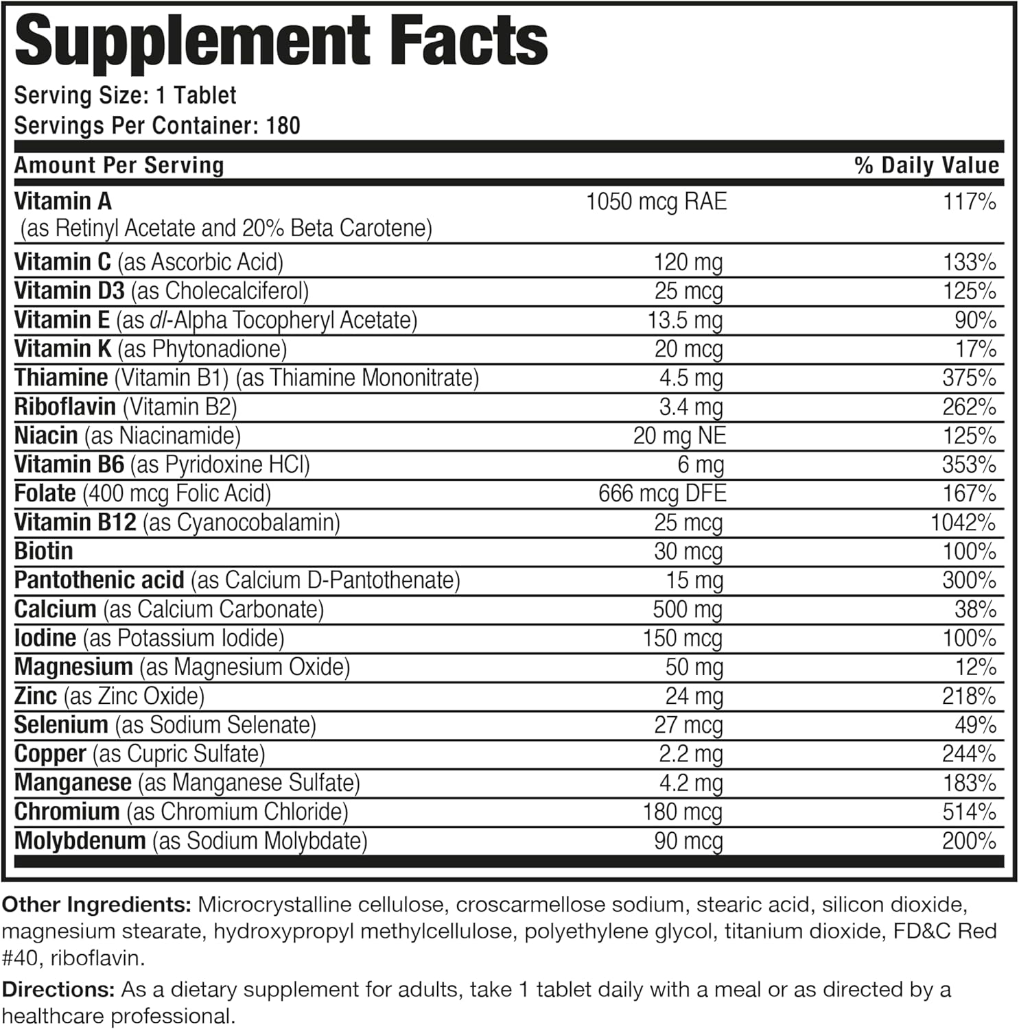 Bronson ONE Daily Women's 50+ Multivitamin with 180 Tablets for Complete Nutrition