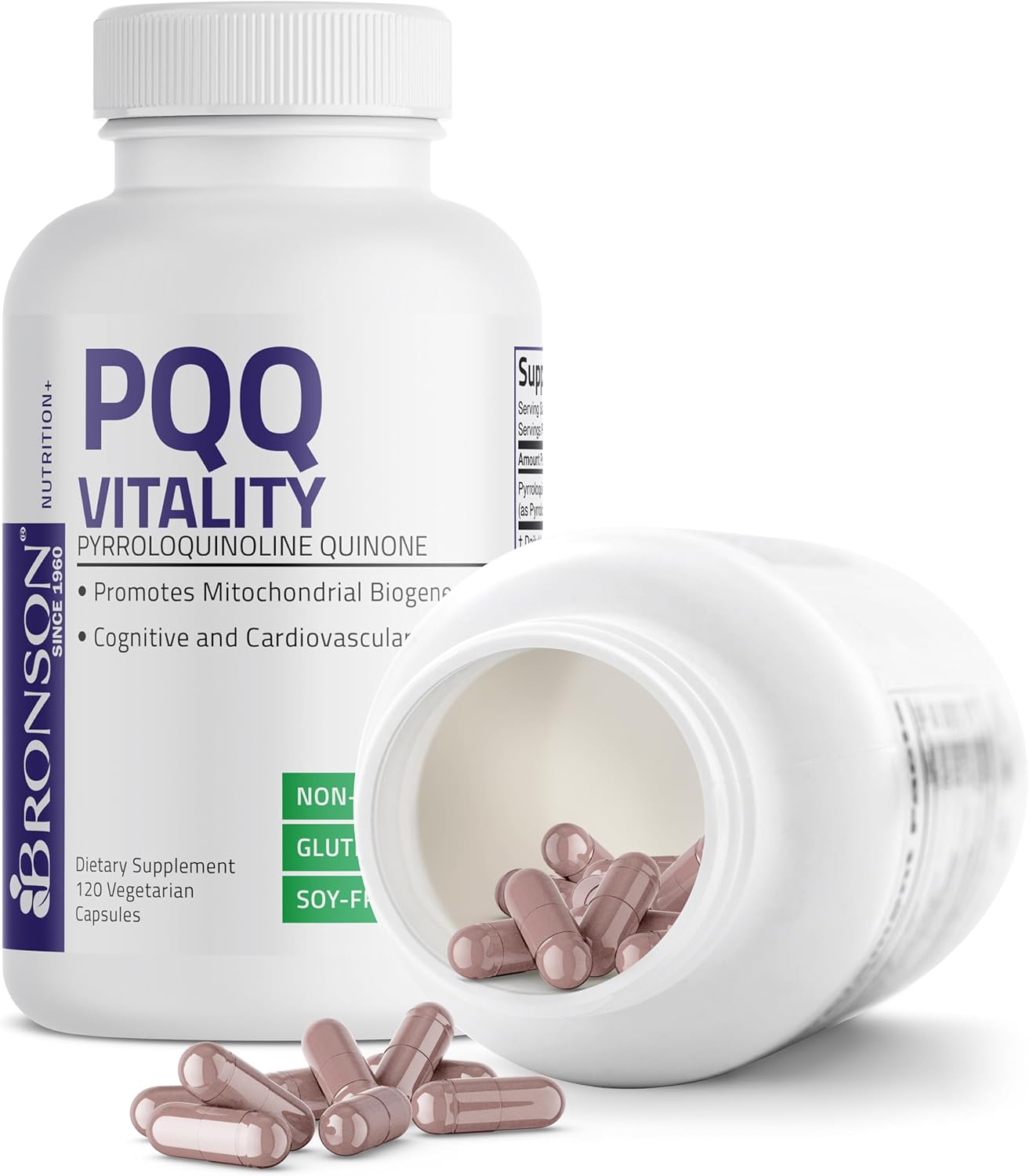 Bronson PQQ Vitality Supplement 20mg - Promotes Mitochondrial Biogenesis - Non-GMO, 120 Vegetarian Capsules