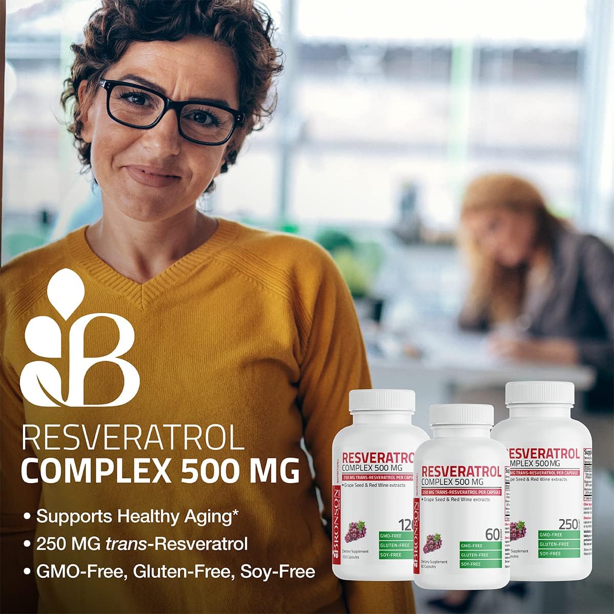 Bronson Resveratrol 500 Complex with Grape Seed & Red Wine Extract - 120 Capsules