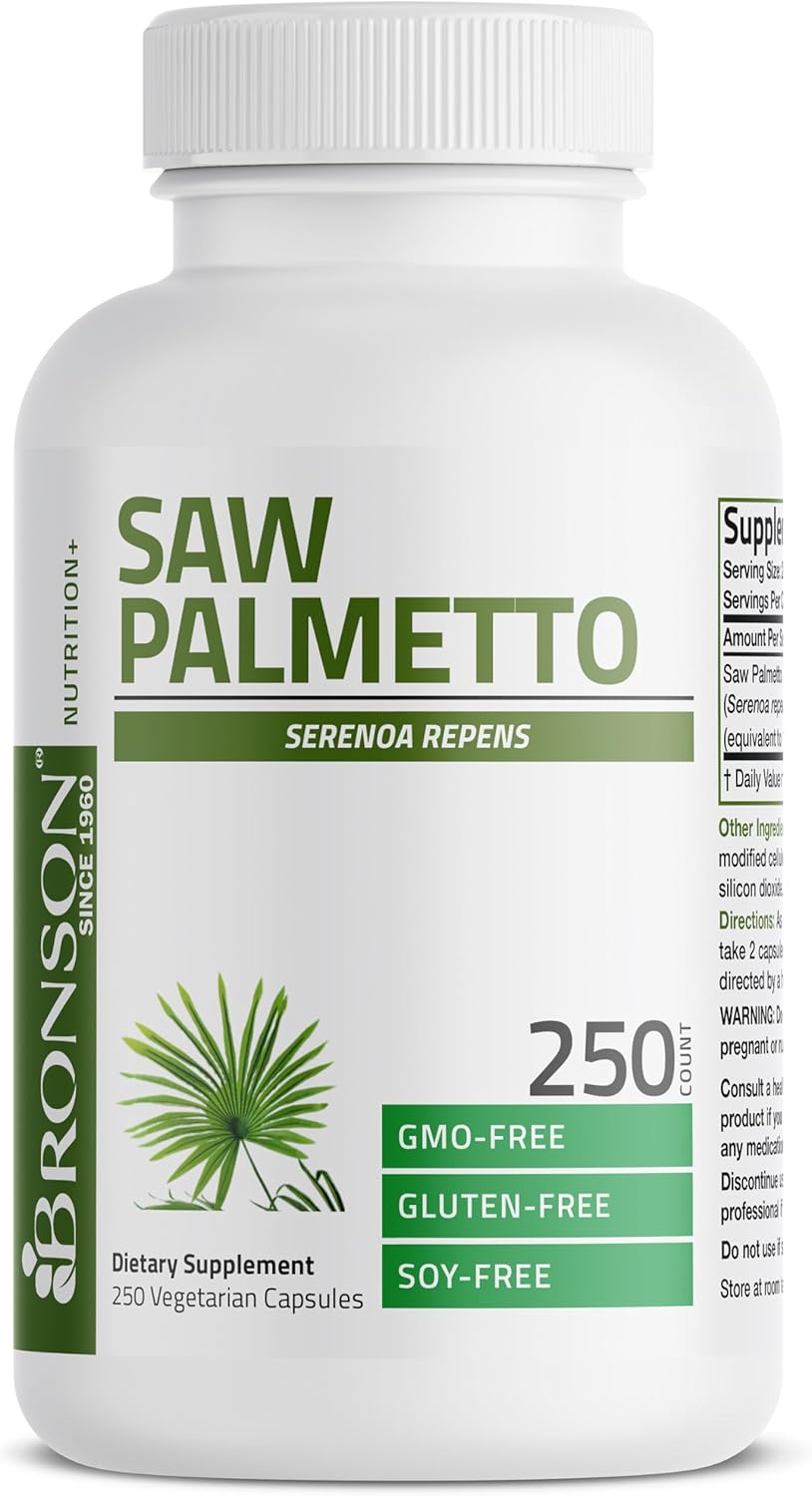 Bronson Saw Palmetto Extra Strength: Prostate & Urinary Health Support - Non GMO, 250 Veg Capsules