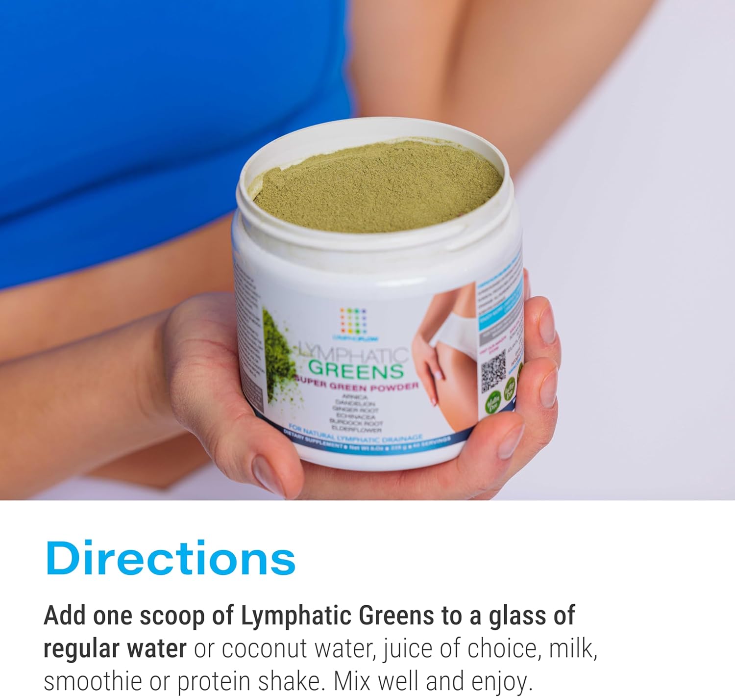 Bruizex Lymphatic Greens: Vegan Superfood Powder for Post-Surgery Recovery & Detox, 8 OZ