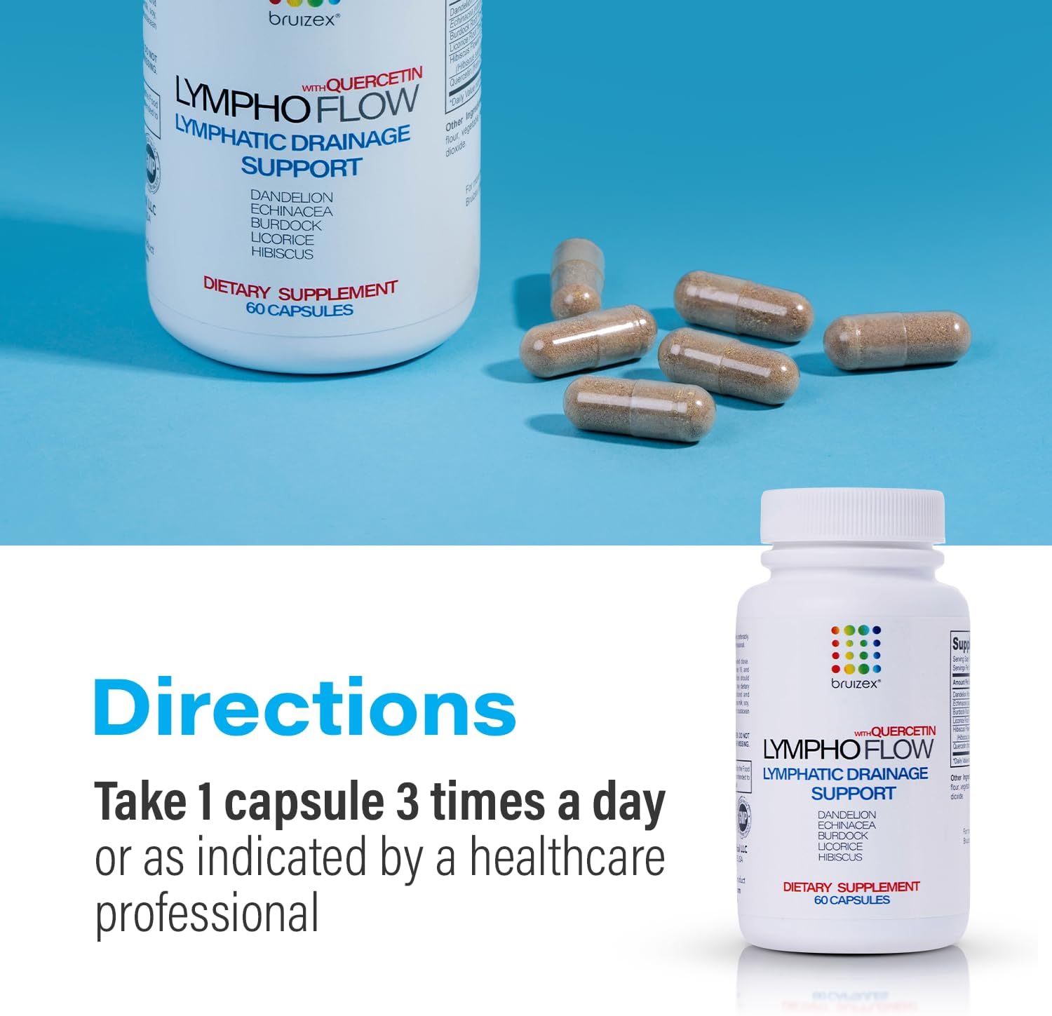 Bruizex Lympho Flow Capsules for Lymphatic System Health & Post-Surgery Recovery, Quercetin Supplement for Liposuction & Tummy Tuck, 60 Count