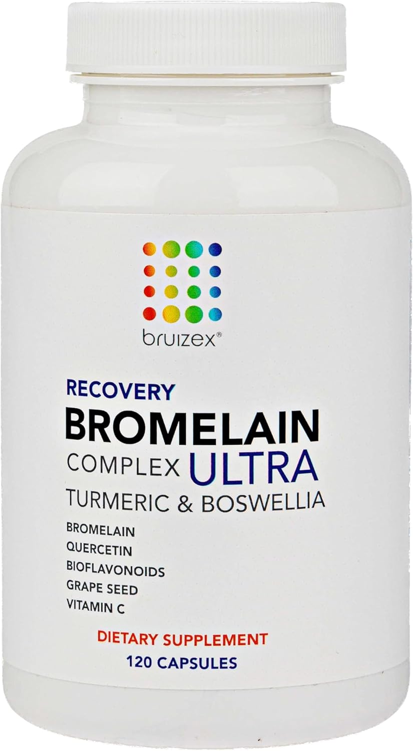 Bruizex Ultra Bromelain and Quercetin Supplement for Bruising Relief - 120 Capsules with Turmeric and Boswellia for Swelling and Trauma Recovery