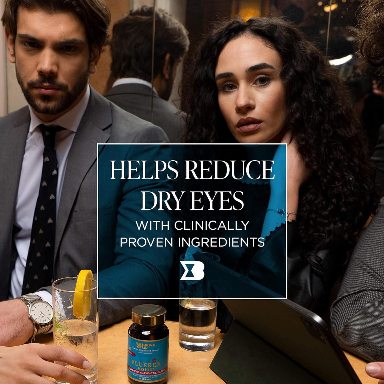 BRUNO MD Bluerex Vision: Adult Eye Health Supplement with Vitamin E & Bilberry Extracts. Antioxidant Support for Computer Vision Syndrome & Dry Eyes.