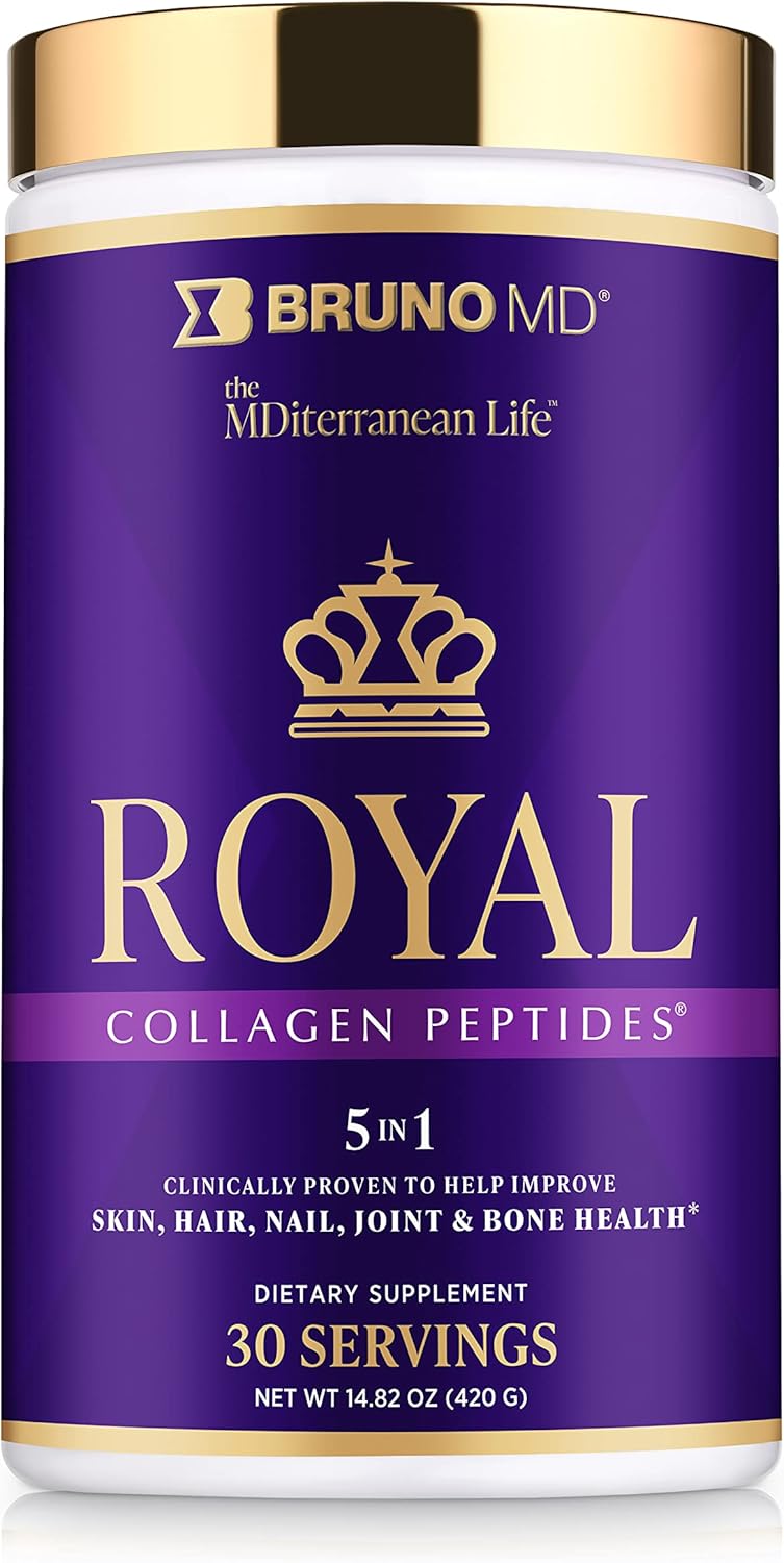 BRUNO MD Royal Collagen Peptides with Vitamin C, Skin & Cellulite Improving Supplement, European Sourced Bone & Joint Support