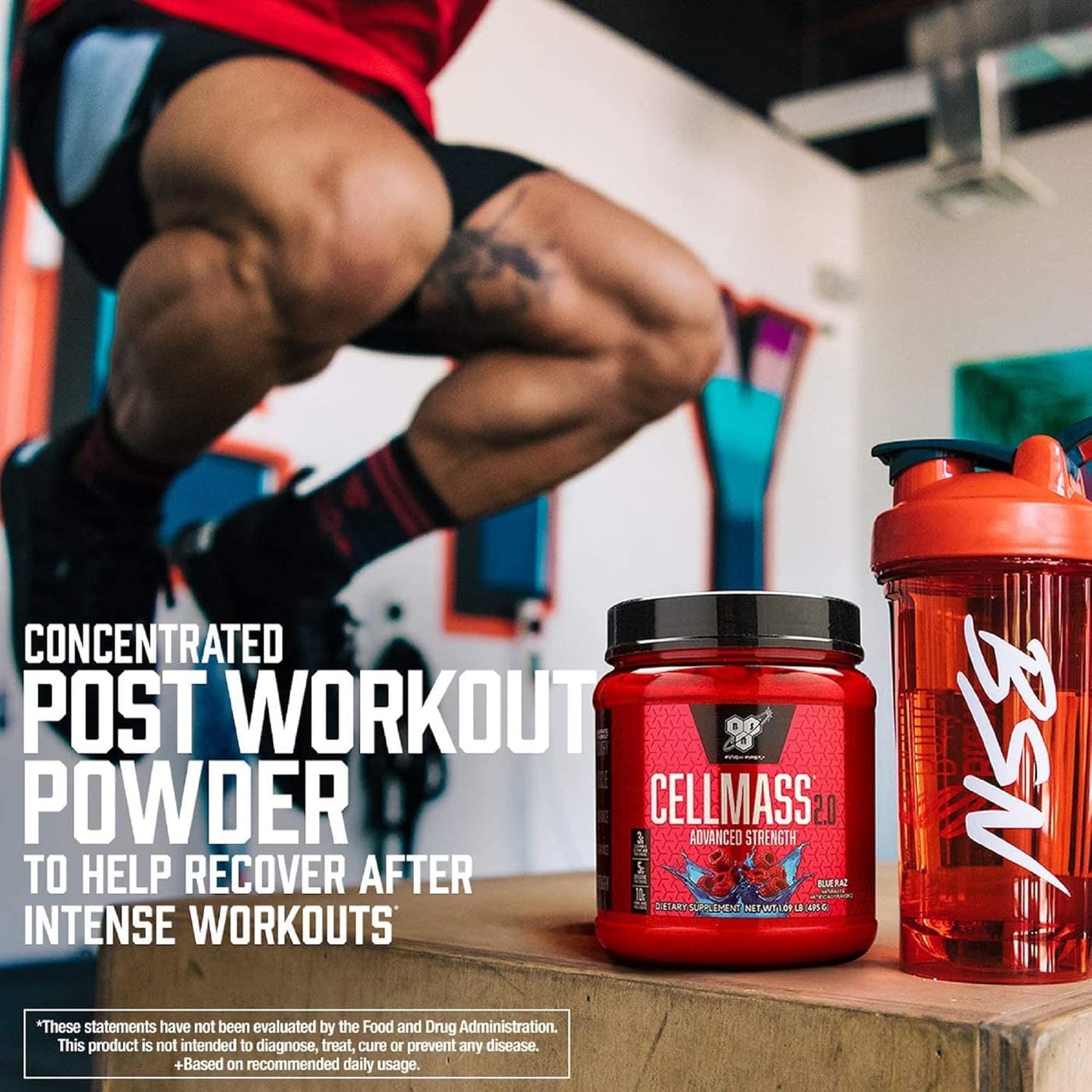 BSN CELLMASS 2.0 Post Workout Recovery - BCAA, Creatine, Glutamine - Keto Friendly - Blue Raz Flavor - 25 Servings