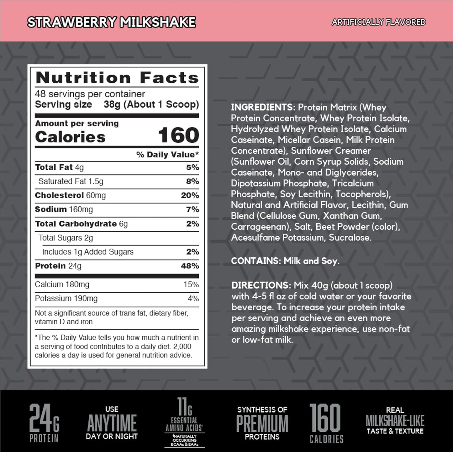 BSN SYNTHA-6 EDGE Protein Powder - Strawberry Milkshake Flavor, 24g Protein, Low Sugar, 48 Servings, Hydrolyzed Whey & Micellar Casein